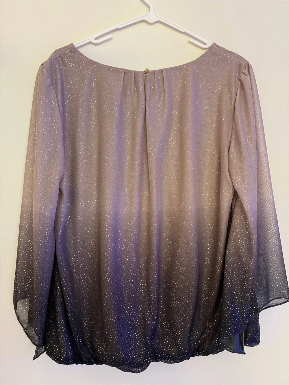 Roz & Ali Taupe to Black Ombre Scoop-Neck Blouse
